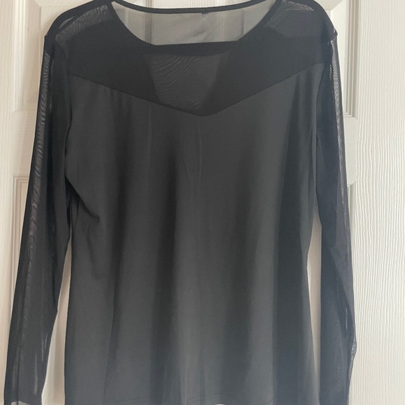 Ladies black long sleeved top with mesh cut outs - Picture 2 of 5